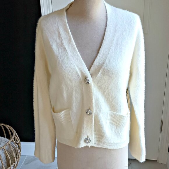 NEW! Rhinestone Buttons CARDIGAN SWEATER SZ M - Picture 6 of 9
